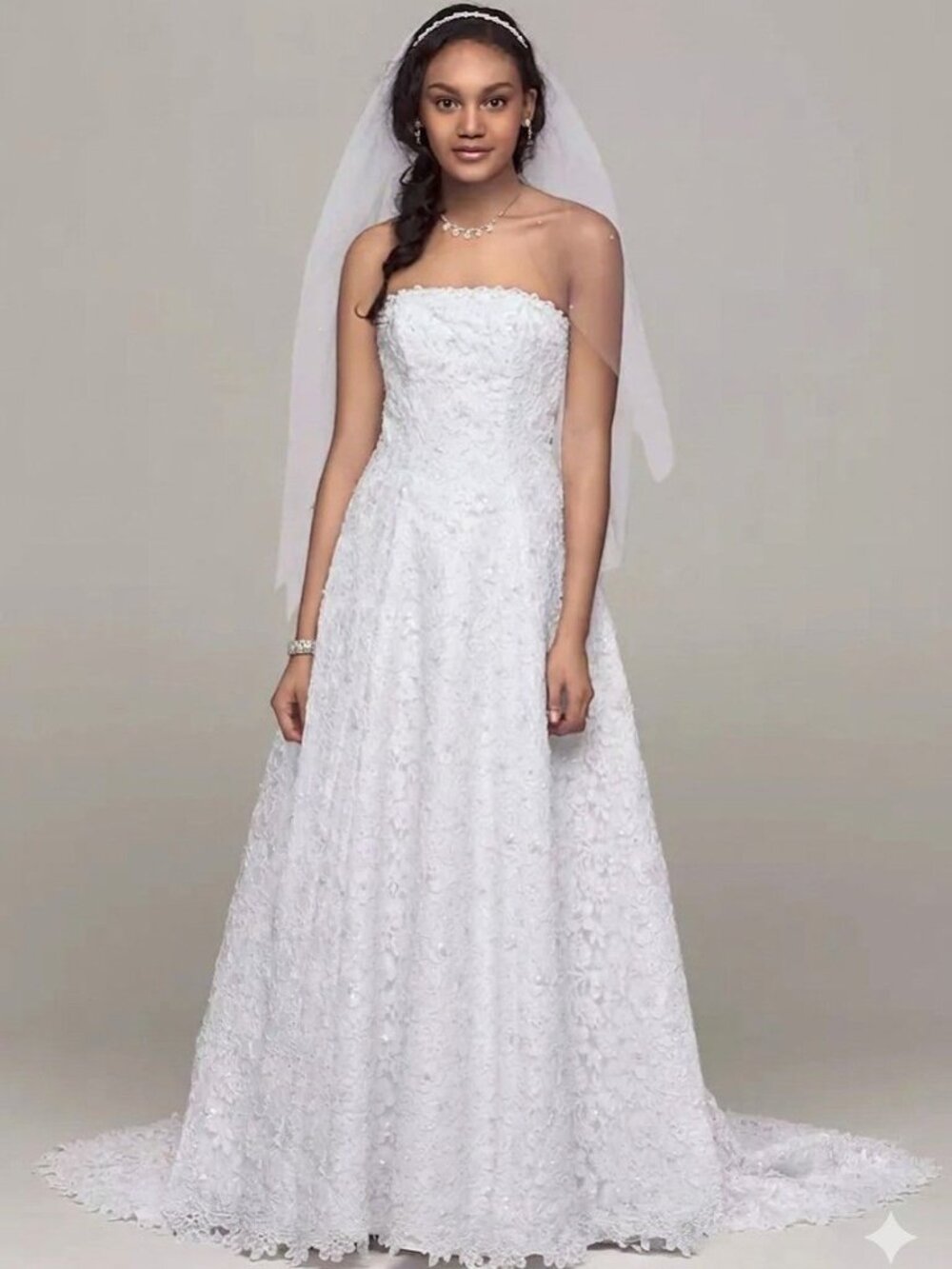David's Bridal CT2406 Wedding Dress | Preserved | Fits Street Size 2 | Beaded